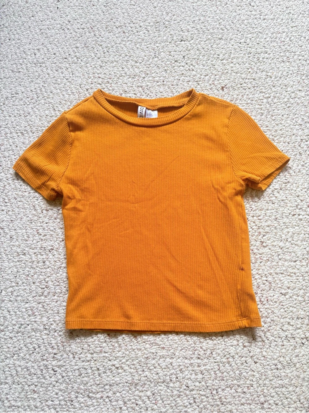 Mustard Yellow Ribbed Cropped Tee